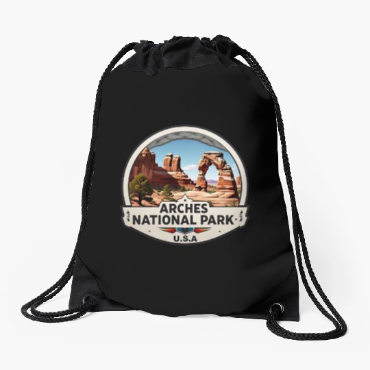 Arches National Park USA Logo Drawstring Bags