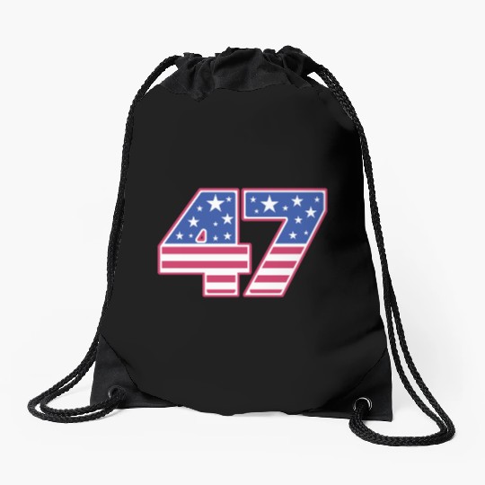 Number 47 in Stars and Stripes Drawstring Bags