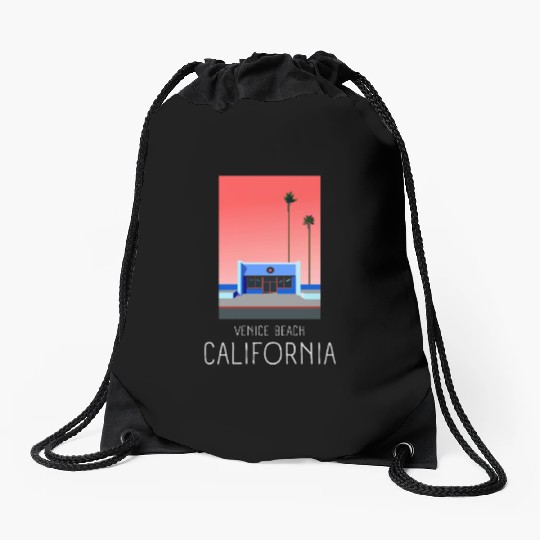 Retro Venice Beach California Drawstring Bags