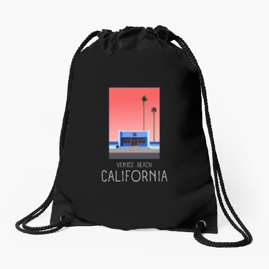 Retro Venice Beach California Drawstring Bags