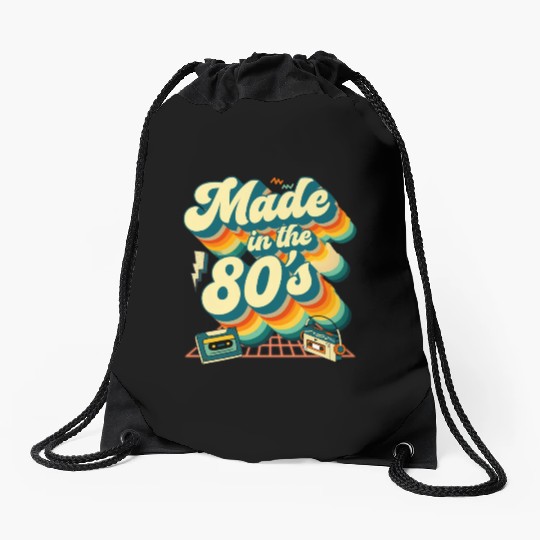 made in the 80s retro groovy Drawstring Bags