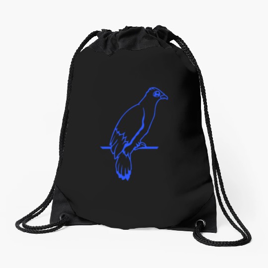 Bird raven dove sitting cable hawk eagle birdie Drawstring Bags
