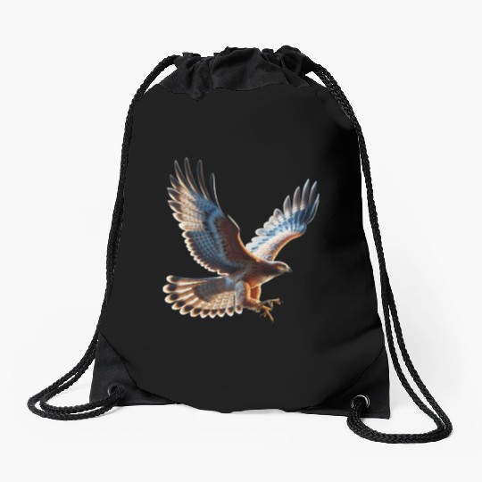 Majestic Hawk Flight Drawstring Bags