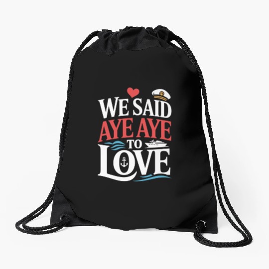 Romantic Cruise Ocean Love Sunset Sail Couples Drawstring Bags