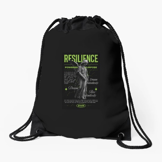 Resilience Angel – Neon Motivational Art Drawstring Bags