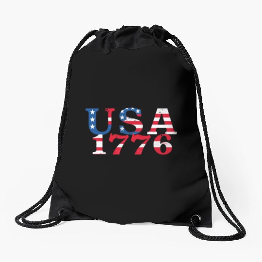 USA Established 1776 Stars Red White Blue Drawstring Bags