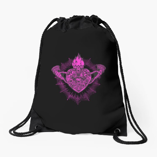 Sacred Heart Claddagh Symbol Pink Drawstring Bags