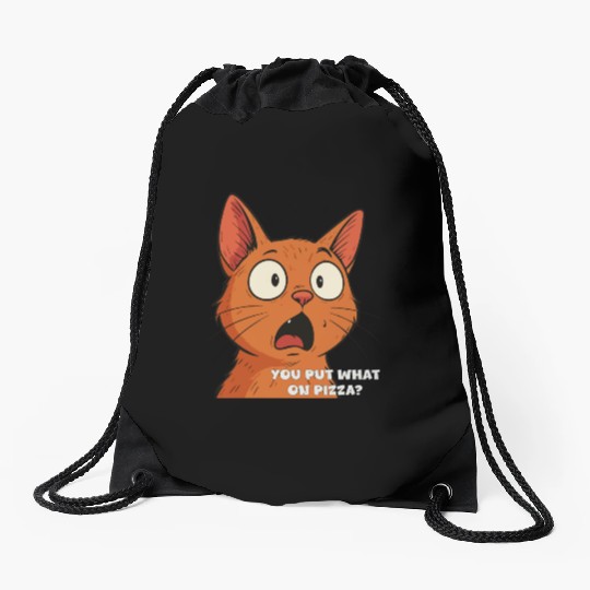 Funny Shocked Cat Meme Drawstring Bags