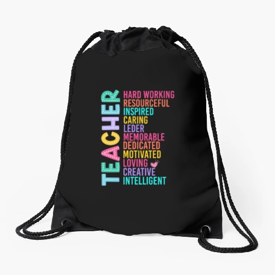 TEACHER APPRECIATION Colourful Inspirational Words Drawstring Bags