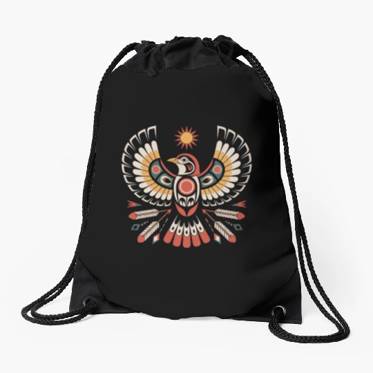 Sparrow Indigenous Indian Tribal Art Native Drawstring Bags