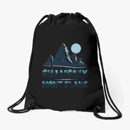 Chamonix Mont Blanc Snowboard France Drawstring Bags