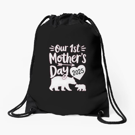 Our 1st Mother's Day 2025 – Bear Mom and Cub SVG Drawstring Bags