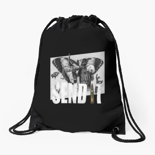 Send lawyers guns and money Drawstring Bags