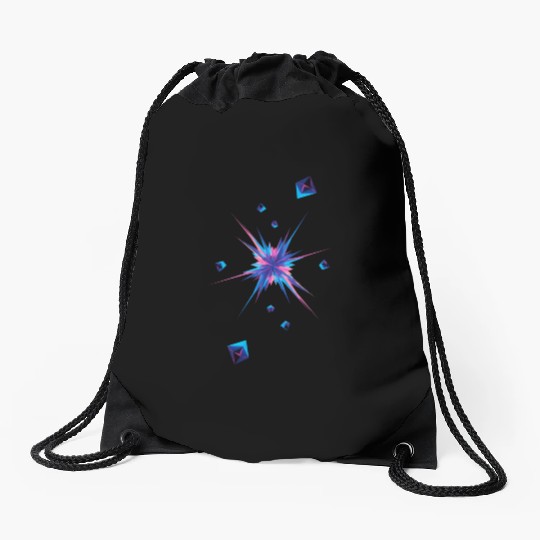 Vibrant Geometric Explosion in Neon Colors Drawstring Bags