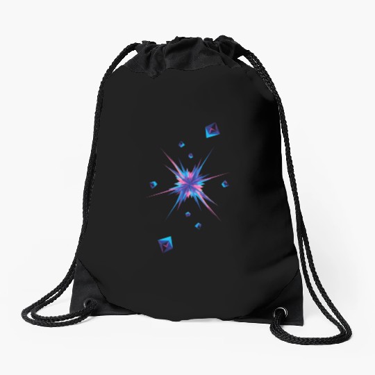 Vibrant Geometric Explosion in Neon Colors Drawstring Bags