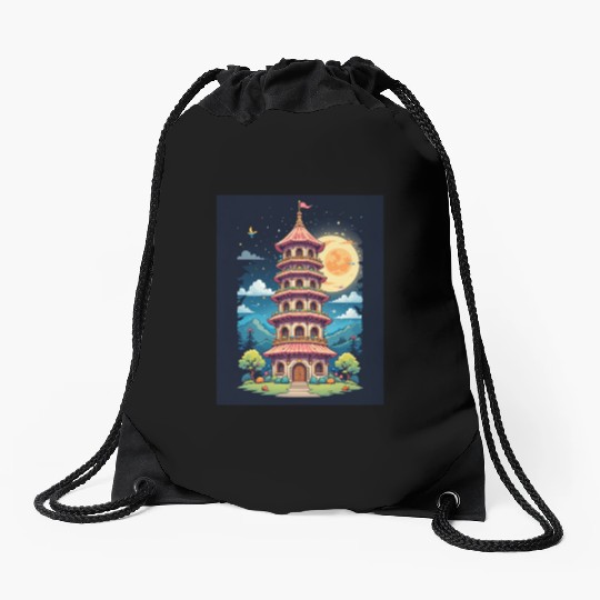 Twilight Temple Glow Drawstring Bags