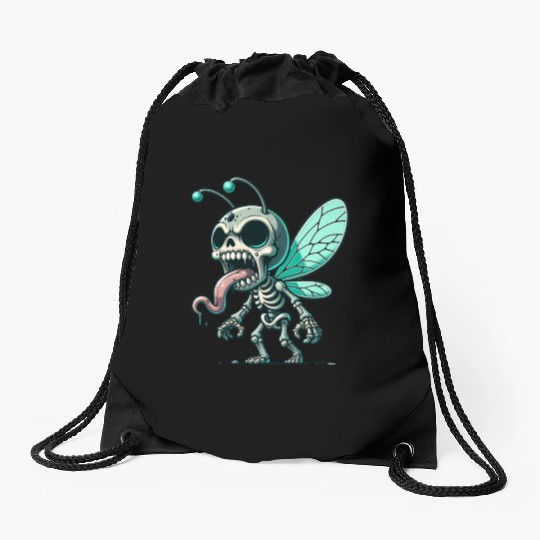 Insect Skeleton Mutant – Tongue-Out Creepy Bug Drawstring Bags