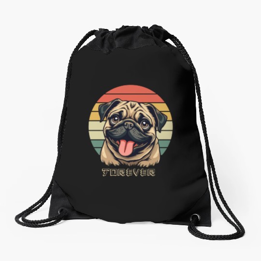 Love Pug Forever – Cute Pug Lover Design Drawstring Bags
