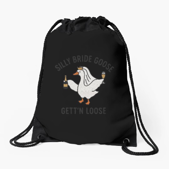 Embroidered Silly Goose Bride Funny Goose Lover Drawstring Bags