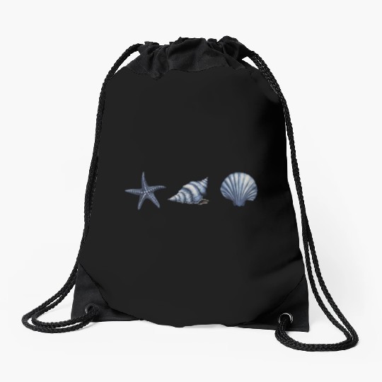 Cute Sea Creatures starfish Ocean Watercolor Drawstring Bags