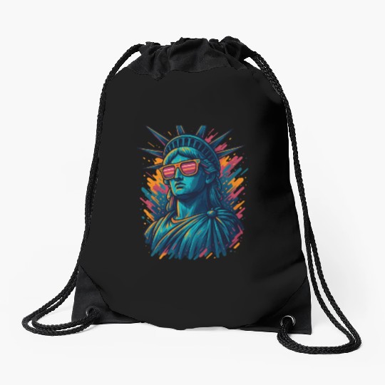 Urban Streetwear Statue of Liberty Drawstring Bags Design