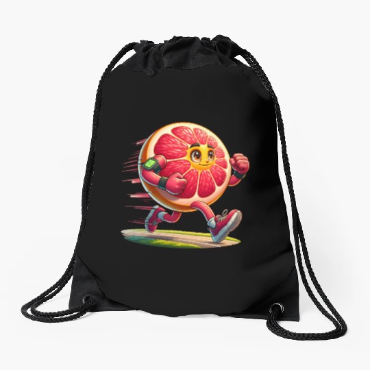Running Grapefruit Power – Sporty Citrus in Motion Drawstring Bags