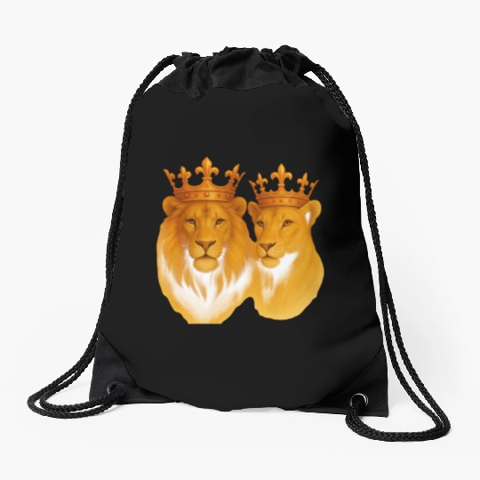 Royal Bond: The King & Queen of the Wild Drawstring Bags