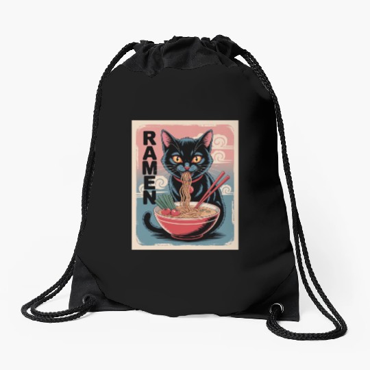 Ramen Cat Japanese Style Drawstring Bags