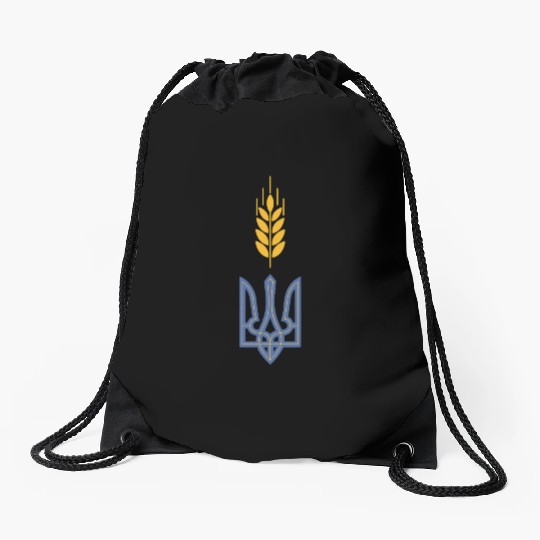 Ukraine Trident Wheat Symbol Ukrainian Heritage Drawstring Bags