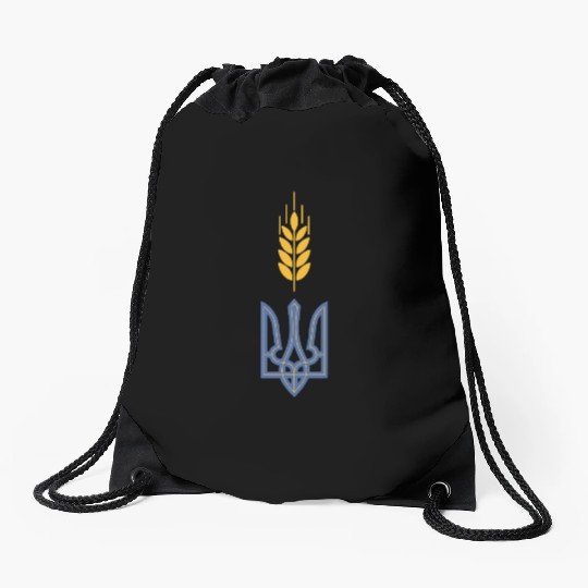 Ukraine Trident Wheat Symbol Ukrainian Heritage Drawstring Bags