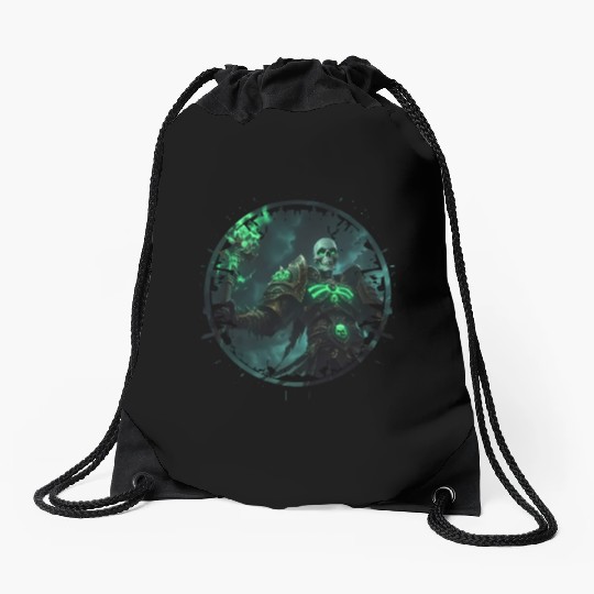 Skeleton Mage With Glowing Rune Armor Fantasy Drawstring Bags