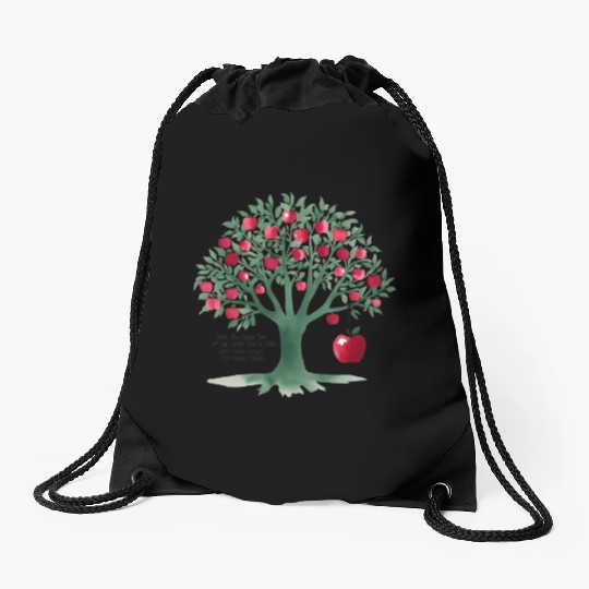 From the apple tree all beginnings Drawstring Bags