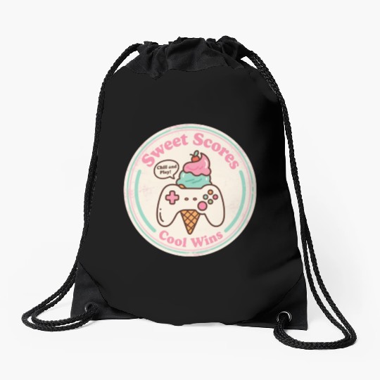Sweet Scores Cool Wins Gamer Ice Cream Drawstring Bags