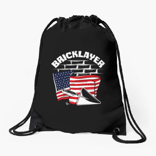Bricklayer American Pride Flag Design Drawstring Bags