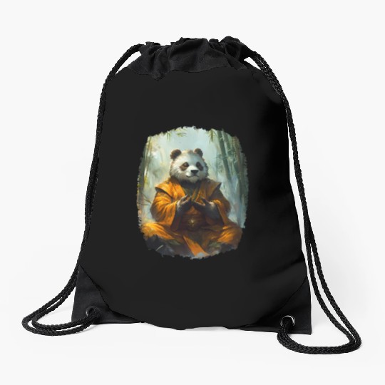 Meditating Panda In The Zen Bamboo Forest Drawstring Bags