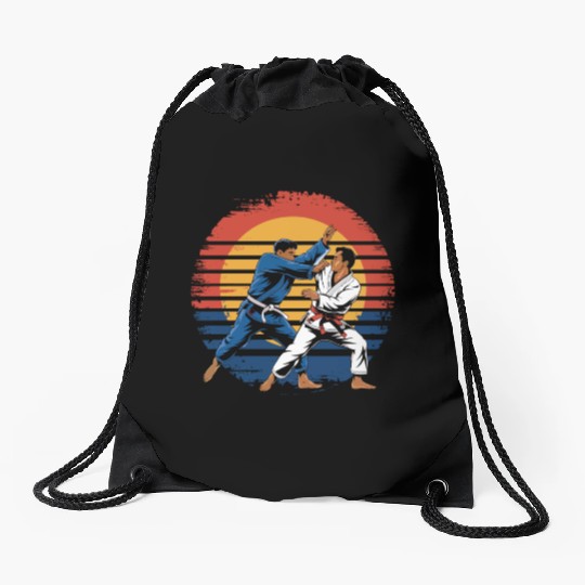 Retro Vintage Jiu Jitsu Martial Arts Grappling Drawstring Bags