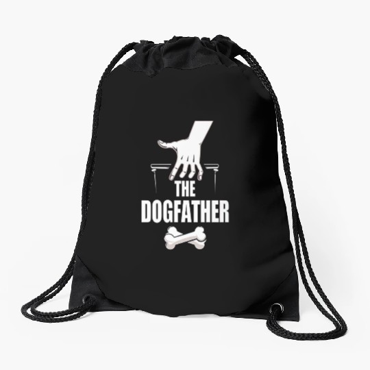 the dogfather Drawstring Bags