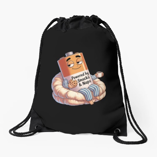 Powered by Snacks & Naps Drawstring Bags
