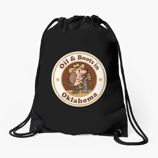 Oil Boots Oklahoma Vintage Artwork Drawstring Bags
