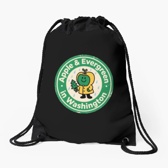 Pacific Northwest Charm Washington Vintage Apple Drawstring Bags