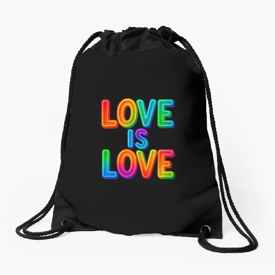 Love Is Love – Neon Rainbow Pride Statement Drawstring Bags