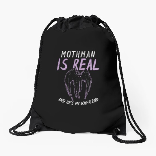 Mothman Is My Boyfriend For Cryptid Lover Drawstring Bags