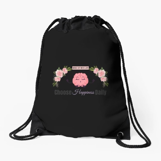 Choose Happiness Brain Zen - Therapist Wellness Drawstring Bags