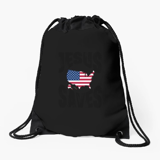 Jesus Saves USA Drawstring Bags