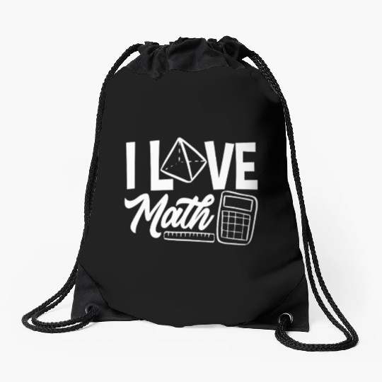 Math Teacher I Love Math Geometric Vibes Drawstring Bags