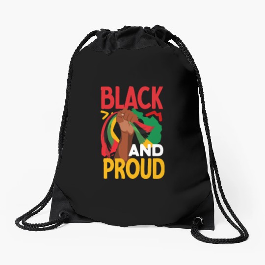 Juneteenth Black And Proud Drawstring Bags