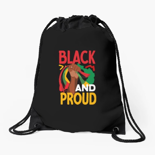Juneteenth Black And Proud Drawstring Bags