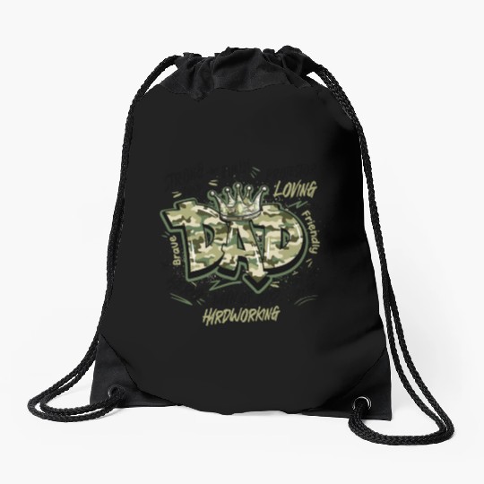 Camo Dad Design Drawstring Bags