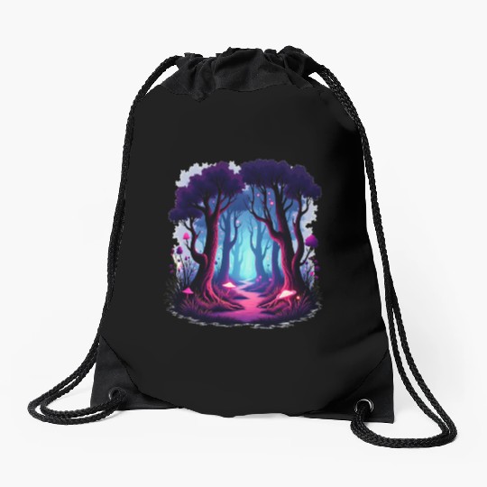 Enchanted Forest Dreamscape Drawstring Bags