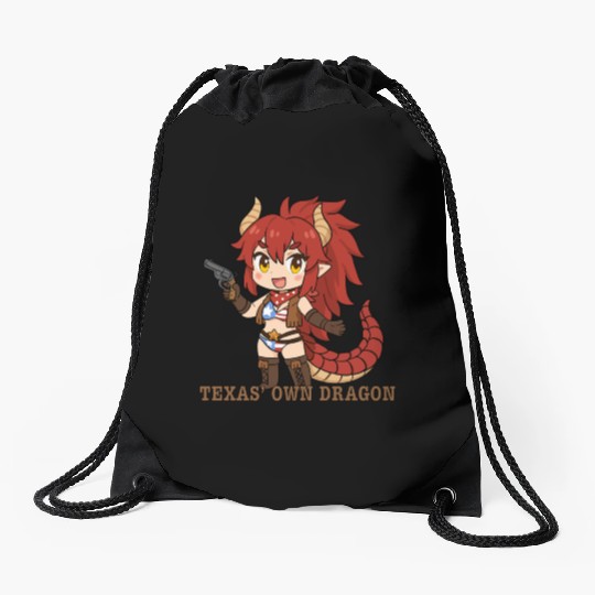 Texas' Own Dragon, Zentreya Chibi Sticker Design Drawstring Bags